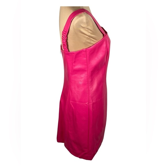 Rotate Herlina Mini Dress Size 8‎ Fuchsia Faux Leather Square Neck NWT - Picture 5 of 16
